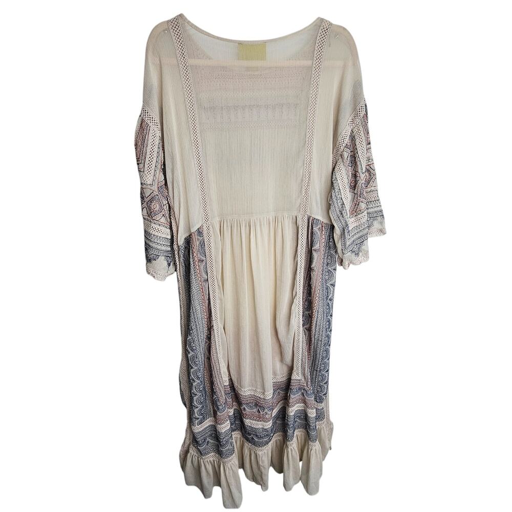 Maeve Cream Boho Midi Dress with Blue and Rust Accents - Picture 10 of 10